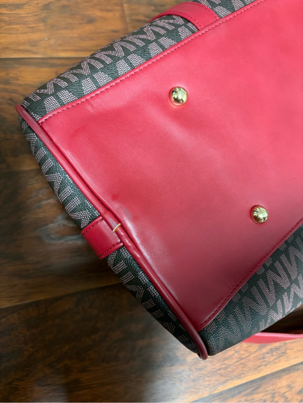 Milan duffel/weekender style bag with coated canvas & red trim - Picture 12 of 15